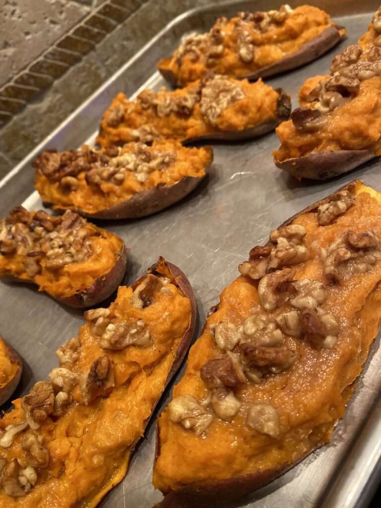 Maple Walnut Twice Baked Sweet Potatoes Recipe, Calling Tennessee Home, Maple Sweet Potatoes, Side Dish, Sweet Potato Recipe, Bourbon Maple Syrup, Sweet Potato Skins