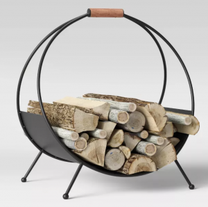 15 Swoon Worthy Firewood Log Holders for the Modern Home, circle with handle fire wood log holder