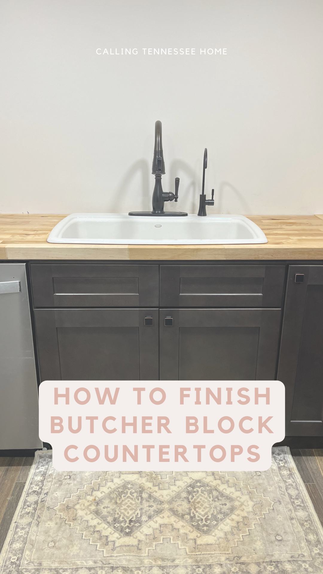 how to finish Butcher Block Countertops, sealing butcher block counters, calling tennessee home