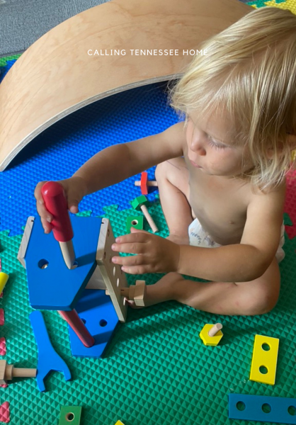 25 MONTESSORI INSPIRED TOYS FOR TODDLERS, THE TENNESSEE MOM BLOG, calling tennessee home, best toys for toddlers, wooden toys, tool set for toddlers